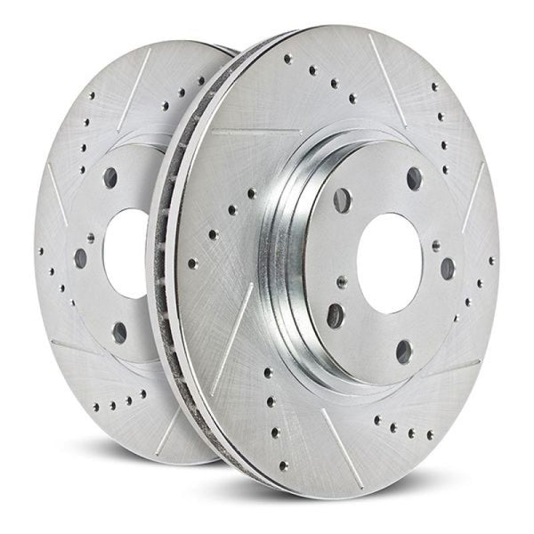 Power Stop 21-22 Ford F-150 Rear Drilled & Slotted Rotor (Pair) - Bull Strap