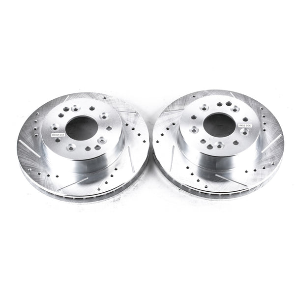 Power Stop 63-82 Chevrolet Corvette Rear Evolution Drilled & Slotted Rotors - Pair - Bull Strap