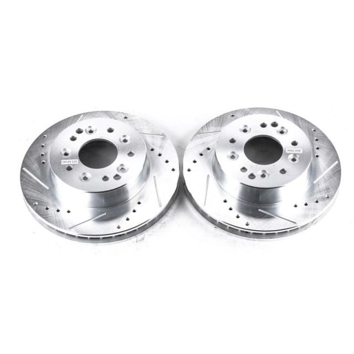 Power Stop 63-82 Chevrolet Corvette Rear Evolution Drilled & Slotted Rotors - Pair - Bull Strap