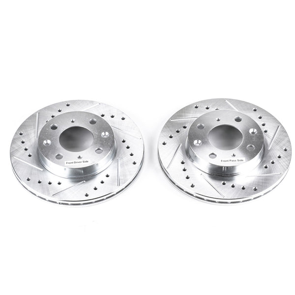 Power Stop 88-91 Honda Civic Front Evolution Drilled & Slotted Rotors - Pair - Bull Strap