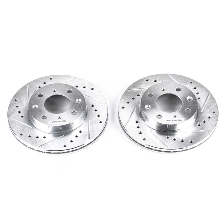 Power Stop 88-91 Honda Civic Front Evolution Drilled & Slotted Rotors - Pair - Bull Strap