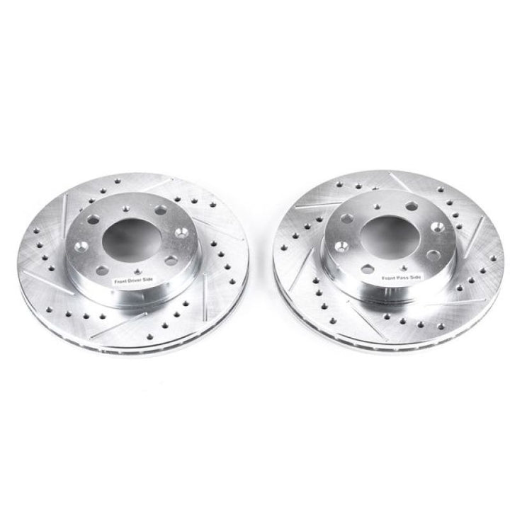 Power Stop 88-91 Honda Civic Front Evolution Drilled & Slotted Rotors - Pair - Bull Strap