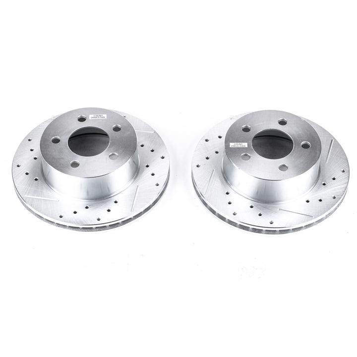 Power Stop 90-99 Jeep Cherokee Front Evolution Drilled & Slotted Rotors - Pair - Bull Strap