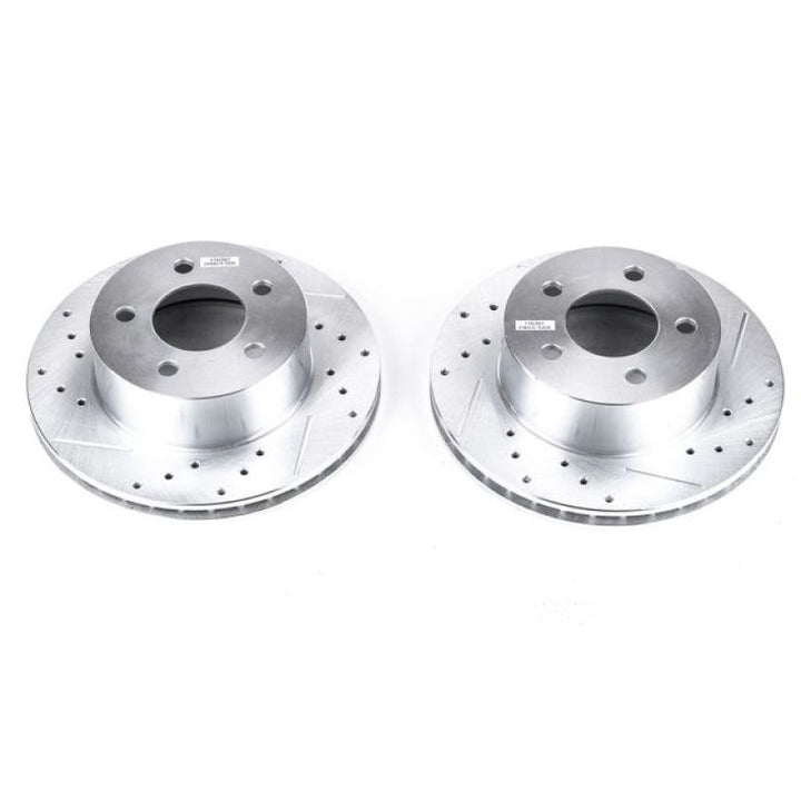 Power Stop 90-99 Jeep Cherokee Front Evolution Drilled & Slotted Rotors - Pair - Bull Strap