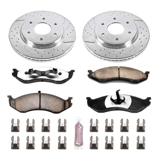 Power Stop 90-99 Jeep Cherokee Front Z36 Truck & Tow Brake Kit - Bull Strap