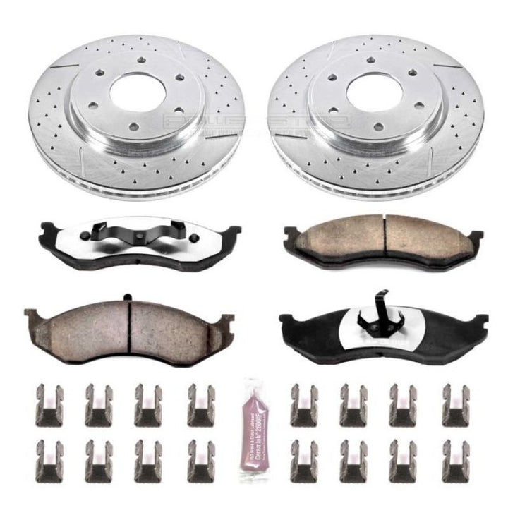 Power Stop 90-99 Jeep Cherokee Front Z36 Truck & Tow Brake Kit - Bull Strap