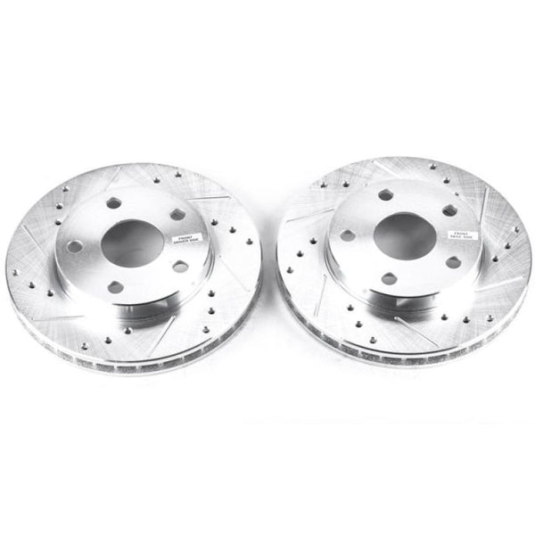 Power Stop 91-95 Toyota MR2 Front Evolution Drilled & Slotted Rotors - Pair - Bull Strap