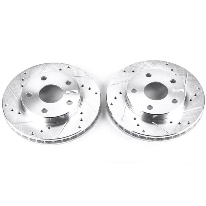 Power Stop 91-95 Toyota MR2 Front Evolution Drilled & Slotted Rotors - Pair - Bull Strap