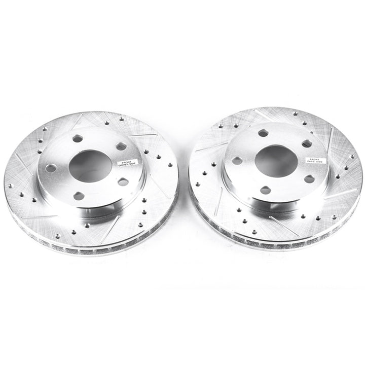 Power Stop 91-95 Toyota MR2 Front Evolution Drilled & Slotted Rotors - Pair - Bull Strap