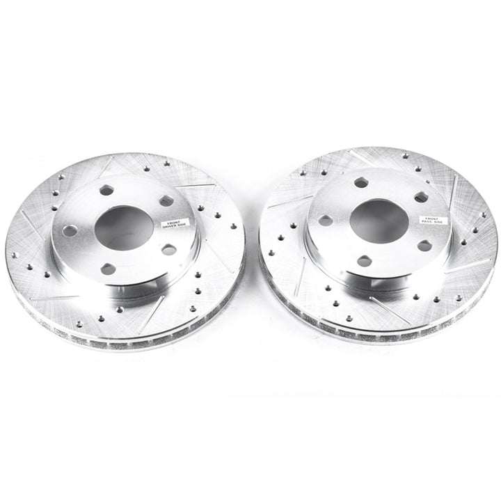 Power Stop 91-95 Toyota MR2 Front Evolution Drilled & Slotted Rotors - Pair - Bull Strap