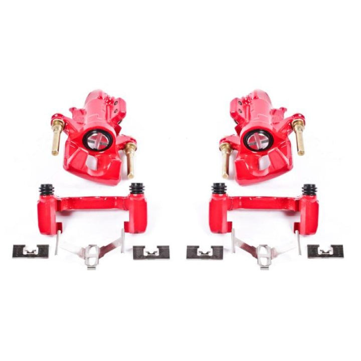 Power Stop 94-01 Acura Integra Rear Red Calipers w/Brackets - Pair - Bull Strap