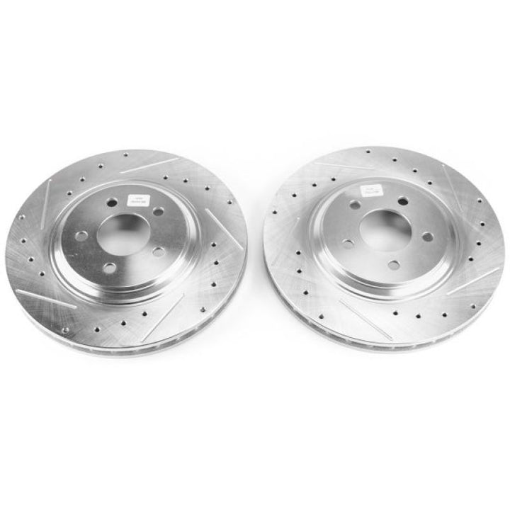 Power Stop 94-01 Ford Mustang Front Evolution Drilled & Slotted Rotors - Pair - Bull Strap