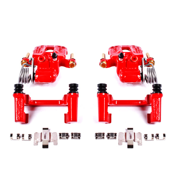Power Stop 94-04 Ford Mustang Rear Red Calipers w/Brackets - Pair - Bull Strap