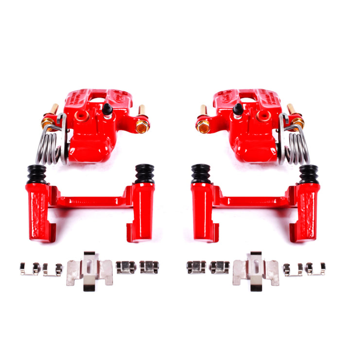 Power Stop 94-04 Ford Mustang Rear Red Calipers w/Brackets - Pair - Bull Strap