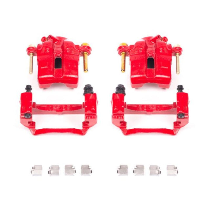 Power Stop 94-97 Mazda Miata Front Red Calipers w/Brackets - Pair - Bull Strap