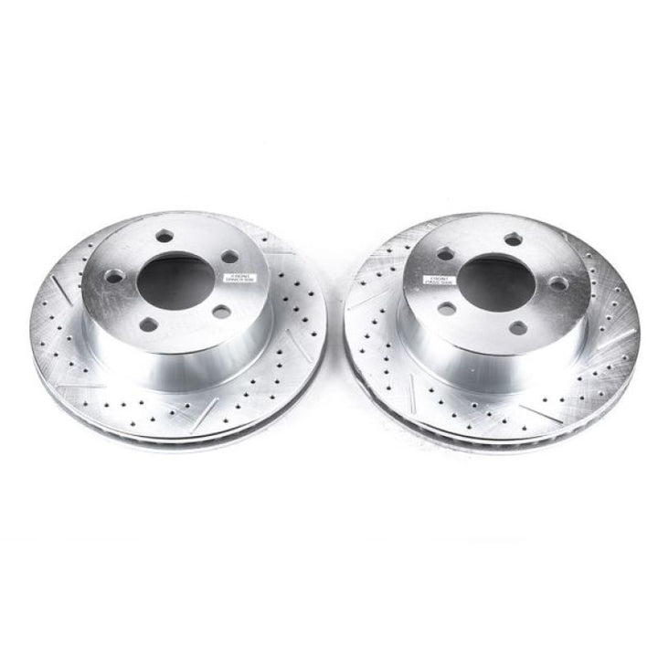 Power Stop 99-01 Jeep Cherokee Front Evolution Drilled & Slotted Rotors - Pair - Bull Strap