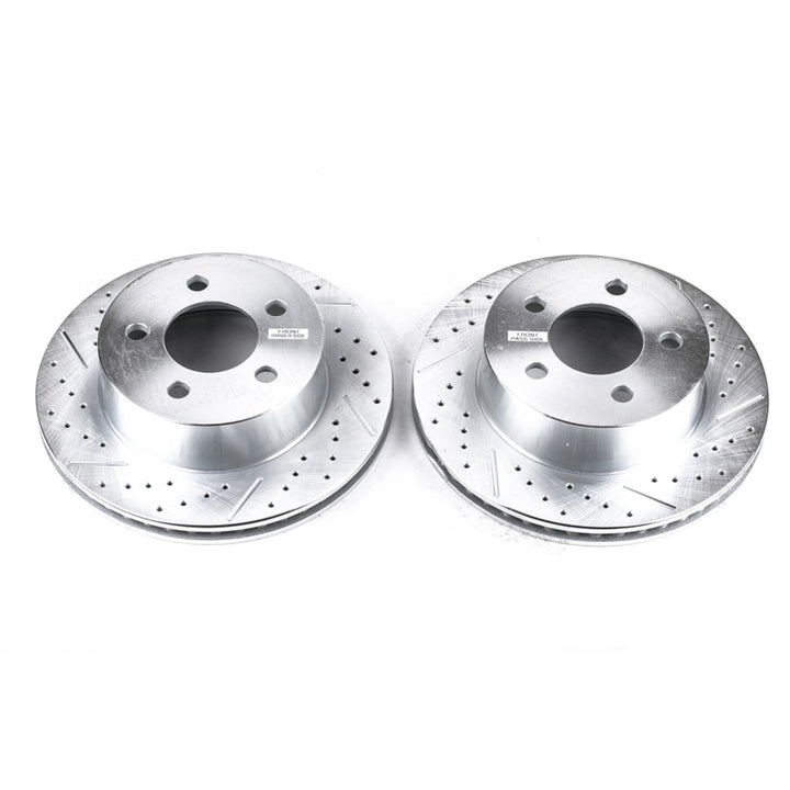 Power Stop 99-01 Jeep Cherokee Front Evolution Drilled & Slotted Rotors - Pair - Bull Strap