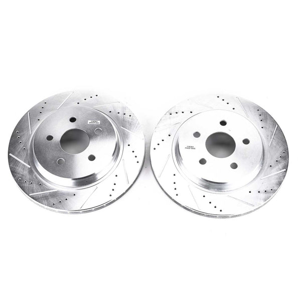 Power Stop Jeep Wrangler BBK Front Drilled & Slotted Rotor - Pair - Bull Strap