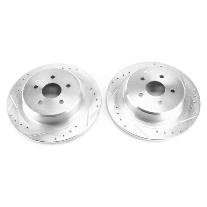 Power Stop Jeep Wrangler BBK Rear Drilled & Slotted Rotor - Pair - Bull Strap