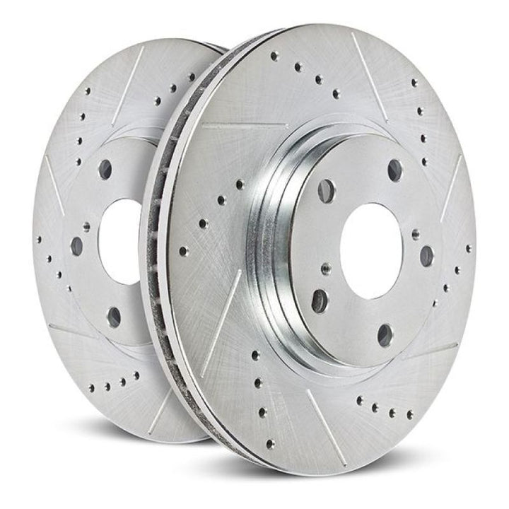 Power Stop Jeep Wrangler BBK Rear Drilled & Slotted Rotor - Pair - Bull Strap