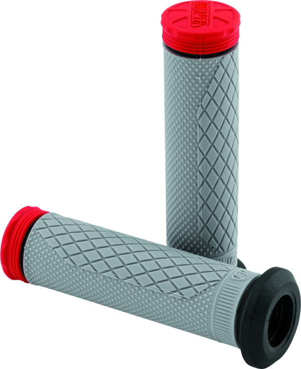 ProTaper Tri Density Full Diamond ATV Grips - Red - Bull Strap
