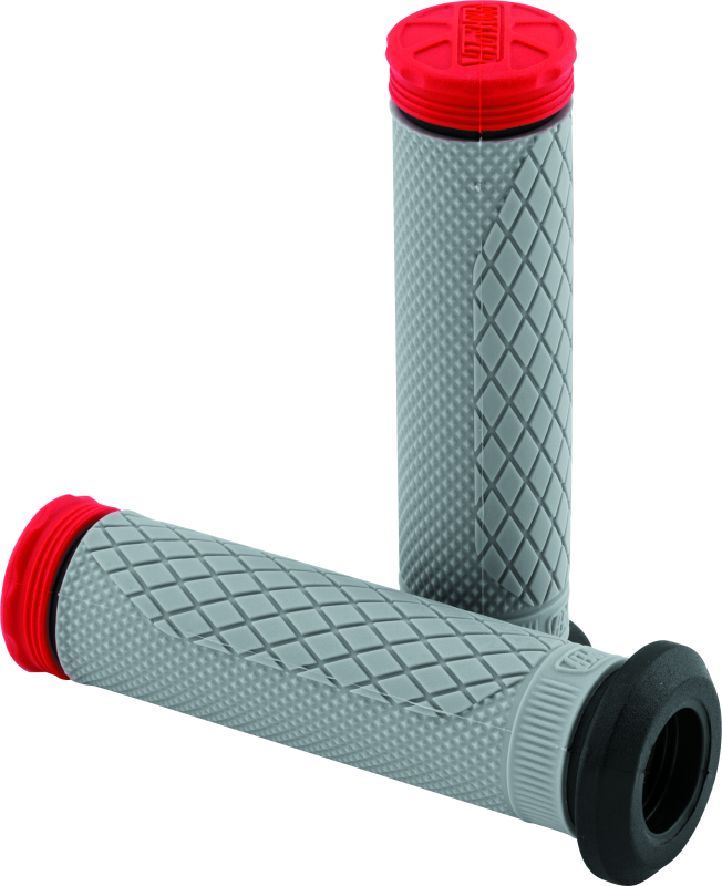 ProTaper Tri Density Full Diamond ATV Grips - Red - Bull Strap