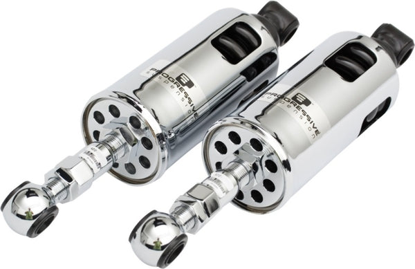 Progressive 00-17 Harley Softail 422 Series Shocks  - Chrome - Bull Strap
