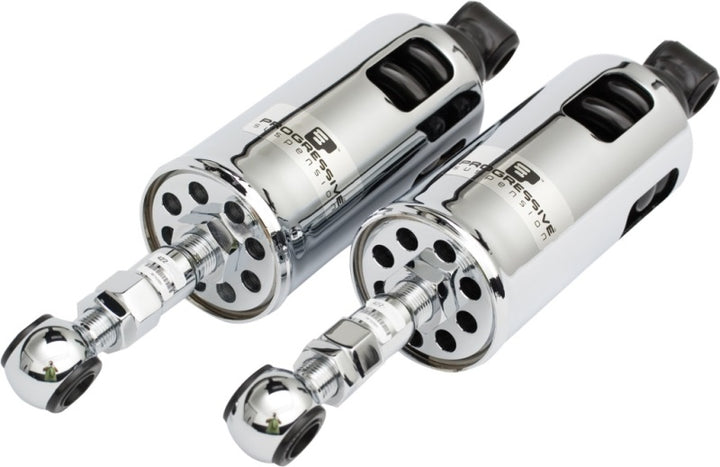 Progressive 00-17 Harley Softail 422 Series Shocks Heavy Duty - Chrome - Bull Strap