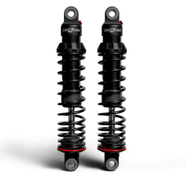 Progressive 06-17 Harley Dyna 494 Series Heavy Duty Shocks 13.5in Bushing - Black - Bull Strap