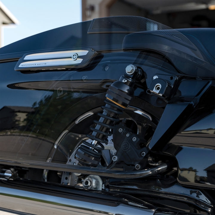 Progressive Harley Ultra Touring 944 Series Shocks 13.0in Heavy Duty - Blk/Gld - Bull Strap