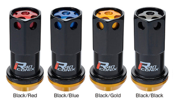 Project Kics 12X1.25 Black R40 Lug Nut - Single - Bull Strap