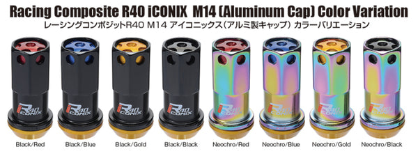 Project Kics 14x1.50 R40 Iconix Lock & Lug Nuts - Neo Chrome w/Gold Cap (16+4 Locks) - Bull Strap