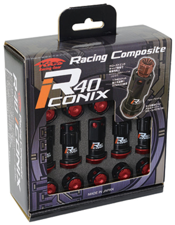Project Kics 16+4 Locks Black R40 Iconix w/ Plastic Cap (Red) - 14x1.50 - Bull Strap