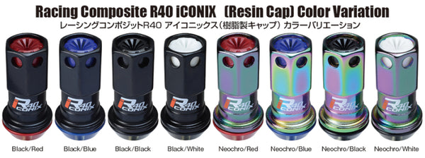 Project Kics 16+4 Locks Neocro R40 Iconix W/ Plastic Cap (Black) - 12X1.25 - Bull Strap