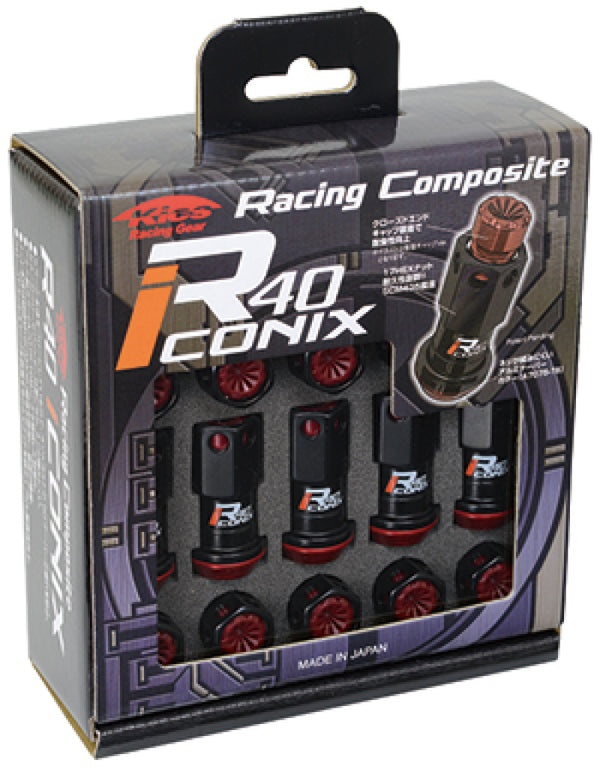 Project Kics 20 PCS (NO LOCKS) Black R40 Iconix W/ Plastic Cap (Black) - 12X1.50 - Bull Strap