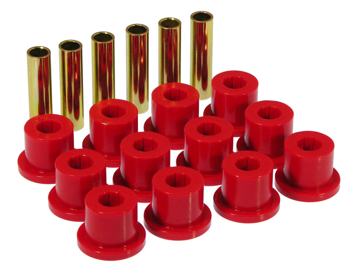 Prothane 67-87 GM Rear Spring & Shackle Bushings (w/ 1.5in Bushings) - Red - Bull Strap