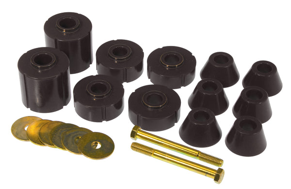 Prothane 73-80 GM Body Mount 12 Bushing Kit - Black - Bull Strap