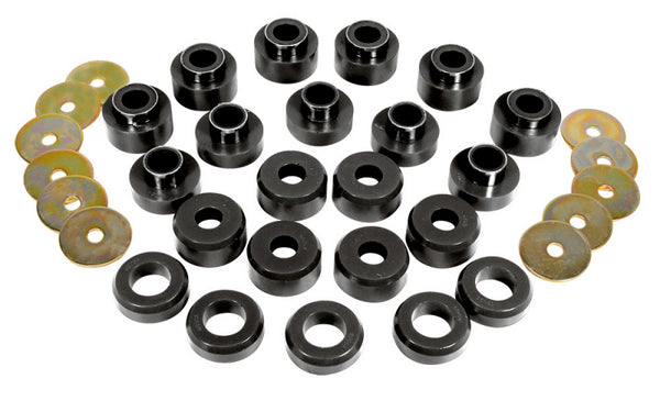 Prothane 97+ Jeep TJ Body Mount Kit - Black - Bull Strap