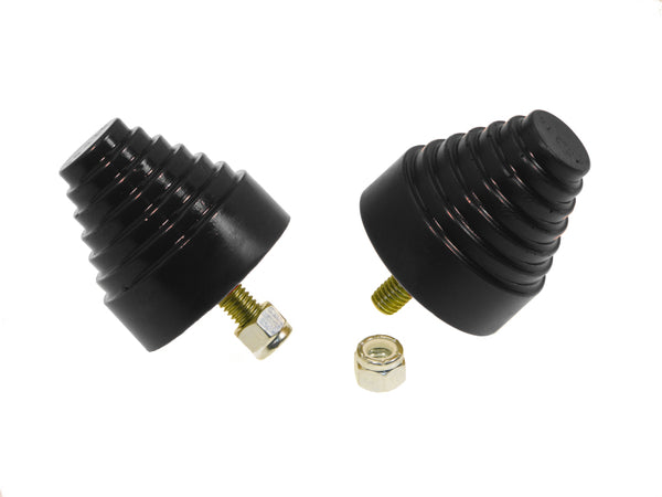 Prothane Universal Bump Stop 2-1/4X2-1/4 Cone w/Stp - Black - Bull Strap