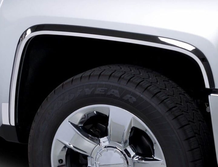 Putco 00-06 Chevrolet Suburban - Full w/o Fender Flares - 1.5in Wide Stainless Steel Fender Trim - Bull Strap