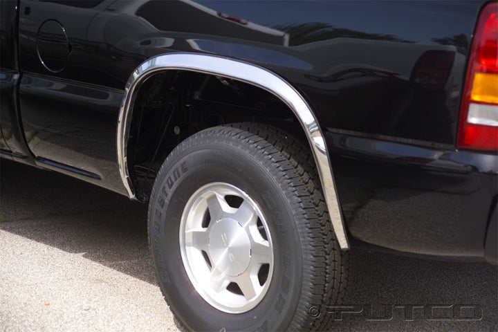 Putco 00-06 Chevrolet Suburban - Full w/o Fender Flares - 1.5in Wide Stainless Steel Fender Trim - Bull Strap