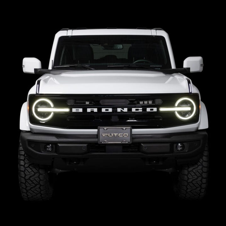 Putco 22-24 Ford Bronco Luminix DRL LED Light Hood Limb Riser (Factory Hood Side Hinge Replacments) - Bull Strap
