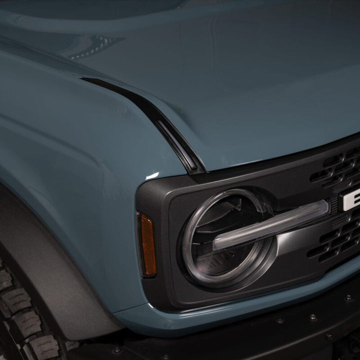 Putco 22-24 Ford Bronco Luminix DRL LED Light Hood Limb Riser (Factory Hood Side Hinge Replacments) - Bull Strap