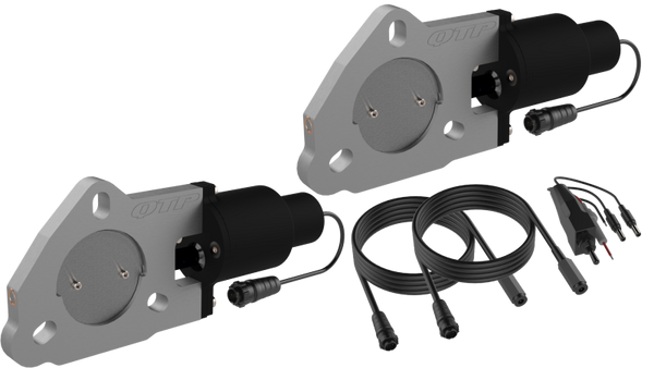 QTP 2.5in Bolt-On QTEC Dual Electric Cutout Valves - Pair - Bull Strap