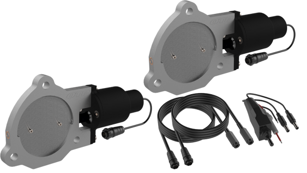 QTP 3.5in Bolt-On QTEC Dual Electric Cutout Valves - Pair - Bull Strap