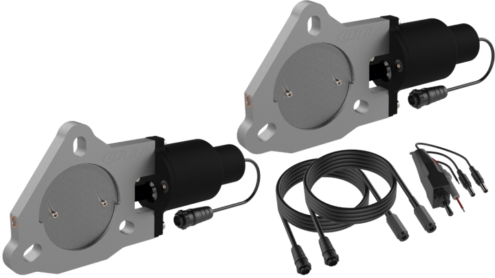 QTP 3in Bolt-On QTEC Dual Electric Cutout Valves - Pair - Bull Strap