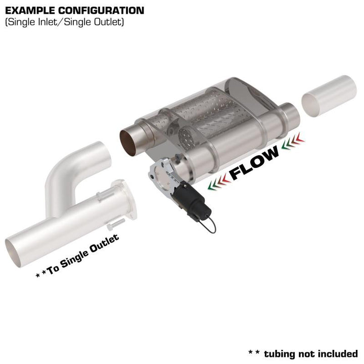 QTP 3in Weld-On 304SS Screamer Muffler w/Bolt-On QTEC Electric Cutout - Bull Strap