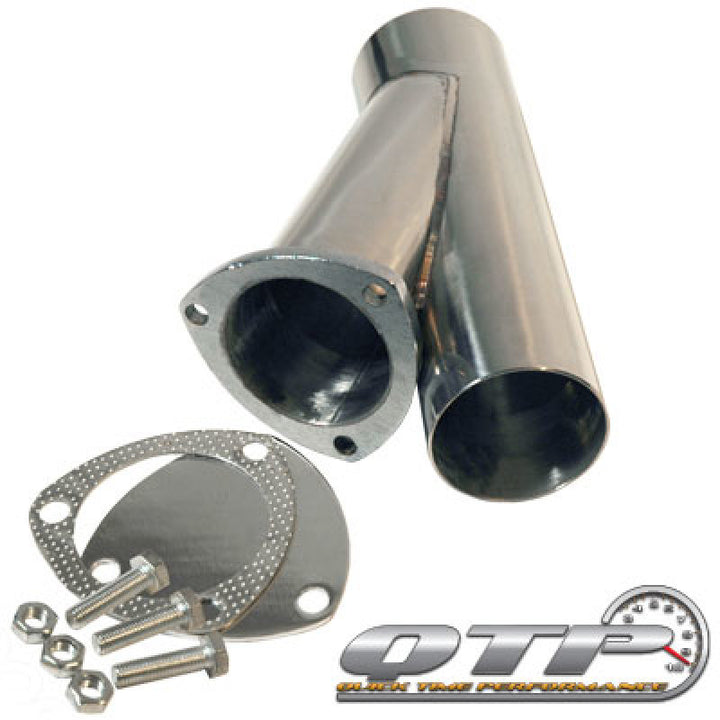 QTP 3in Weld-On QTEC Exhaust Cutout Y-Pipe - Bull Strap