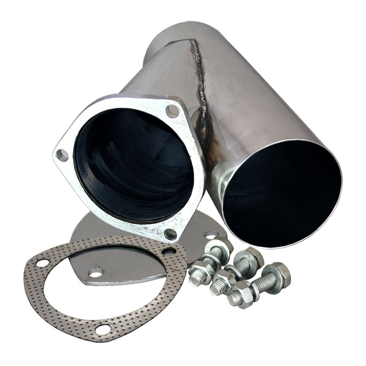 QTP 4in Weld-On QTEC Exhaust Cutout Y-Pipe - Bull Strap