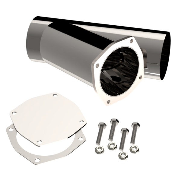 QTP 5in Weld-On QTEC Exhaust Cutout Y-Pipe - Bull Strap
